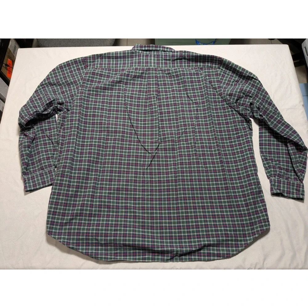 POLO Ralph Lauren Big‎ Men 3XB Blue Green Plaid Long Sleeve Button Shirt
